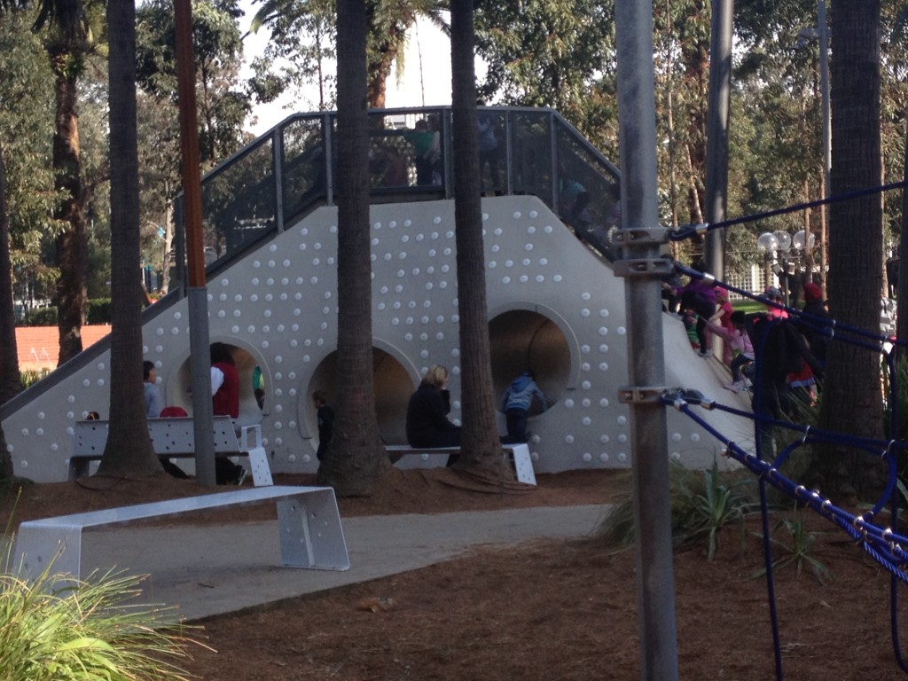 Slide with rope climb up